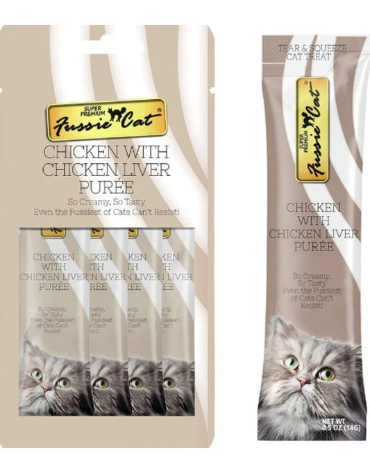 Fussie Cat 4-Pack Puree, Chicken with Chicken Liver