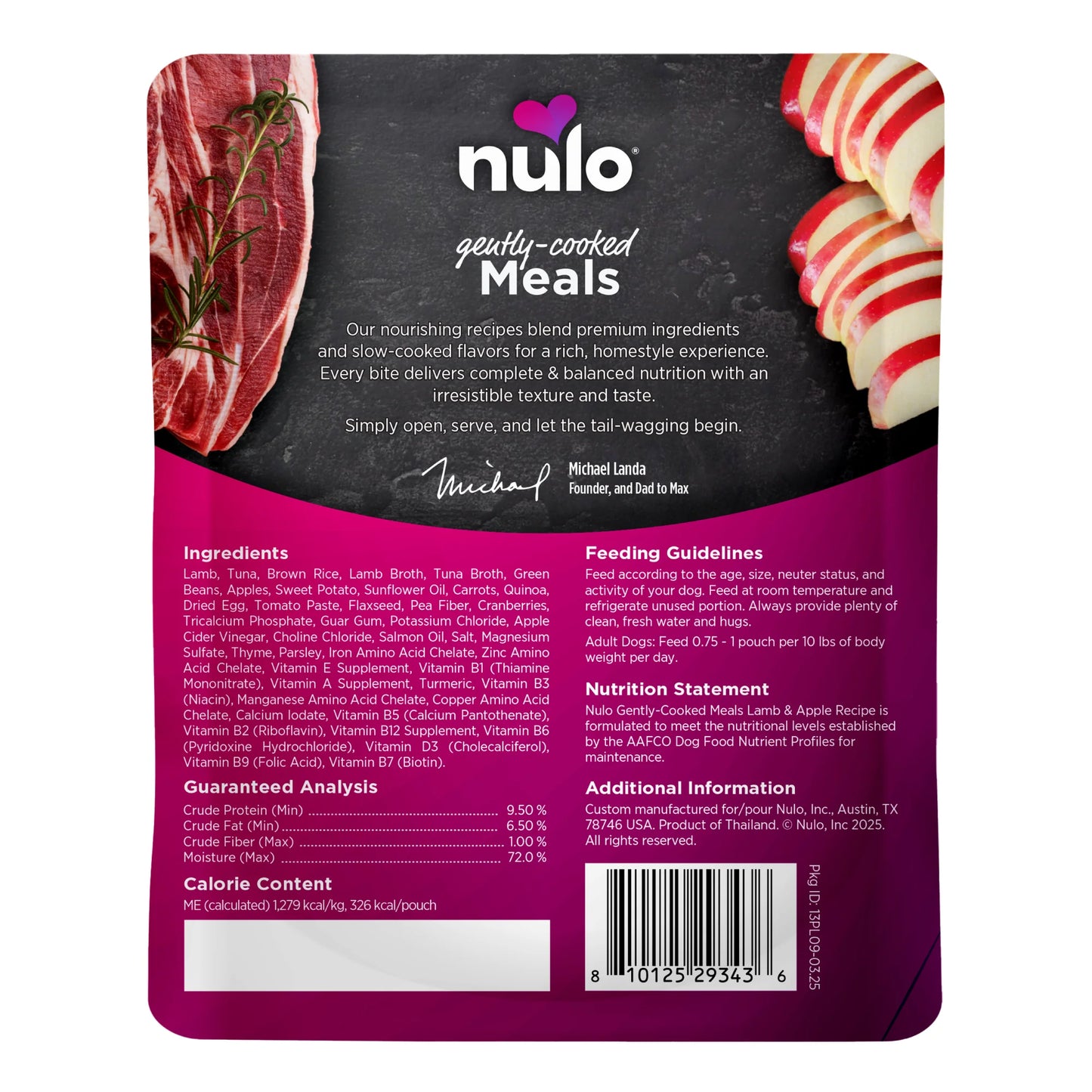 Nulo Gently Cooked Lamb & Apple Dog Food Pouch