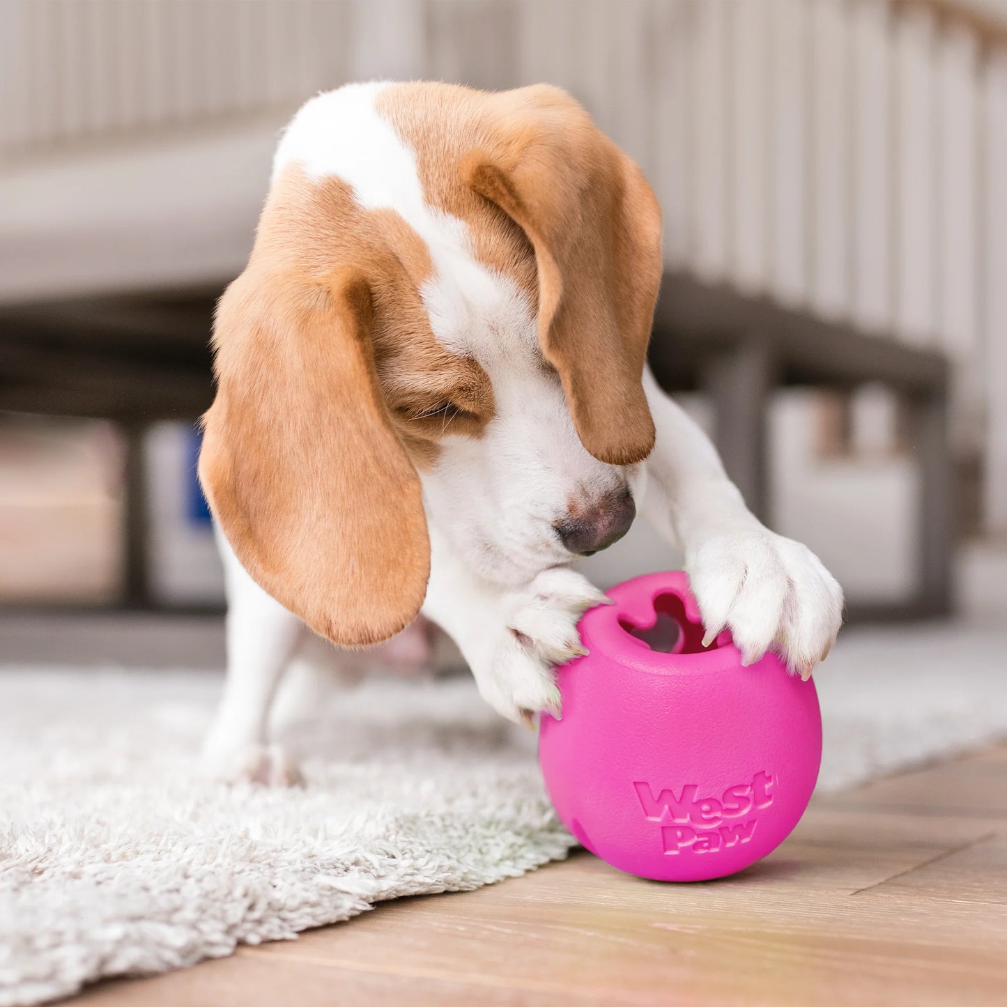 Hot Pink Rumbl Treat Toy by West Paw